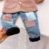 Denim pants with patches