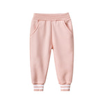 Children Trousers for Girls 2022 Spring Winter Fleece Thickening Solid Pink Grey Sport Casual Long Pants for 1-9 Years
