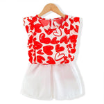 2 Piece Short Sleeve Blouse + Skirt